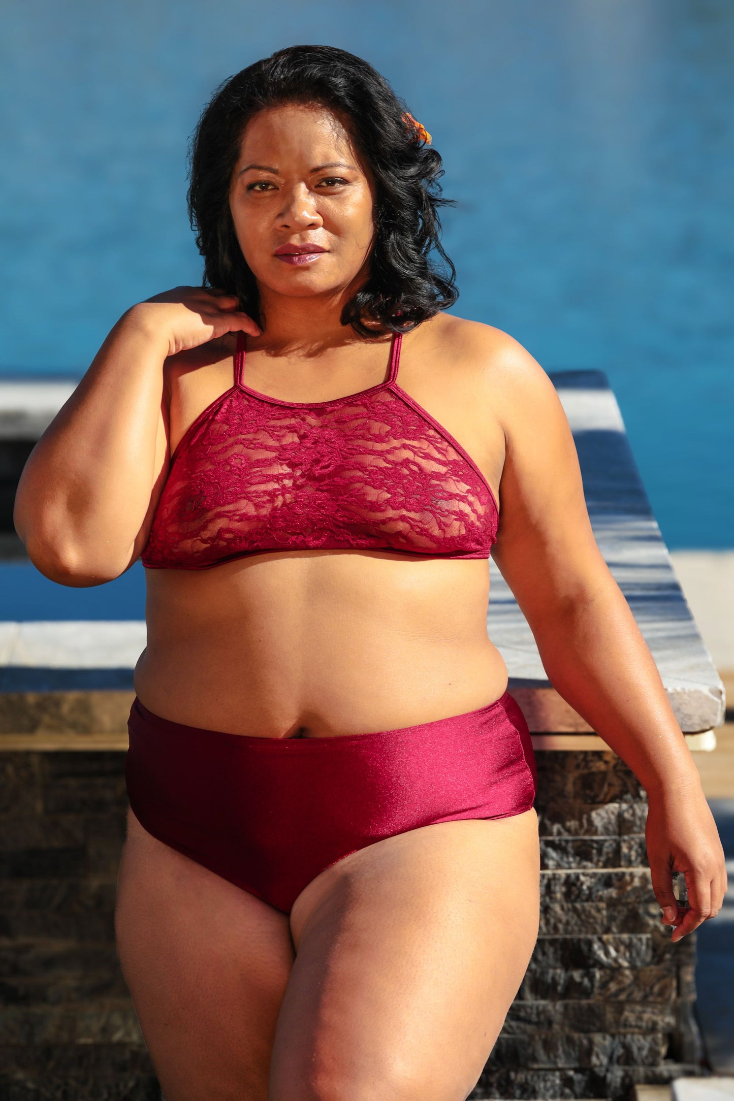 Merlot Lace Halter Top