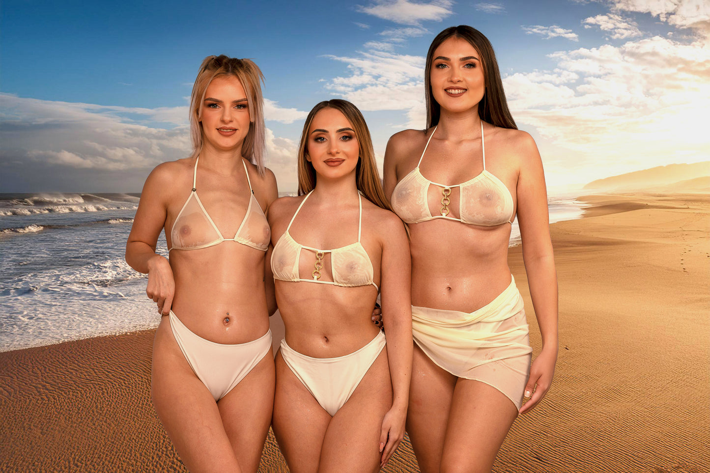 Silhouette Sheer Mesh Ivory Triangle Top