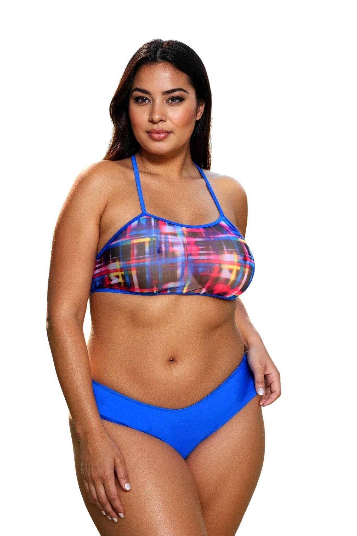 Optic Plaid See Through Halter Top - Brigitewear International, LLC