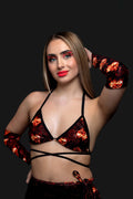 Inferno Heart Pointed Gloves-Rave Festival