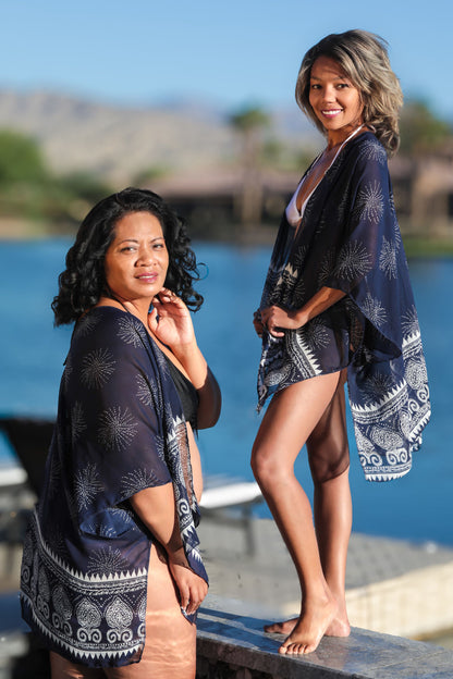 Navy Chiffon Cover-Up