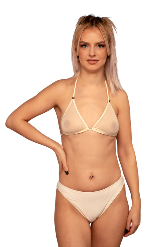 Silhouette Sheer Mesh Ivory Triangle Top