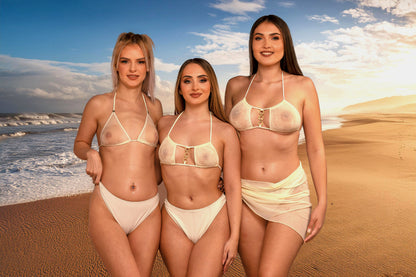 Silhouette Sheer Mesh Ivory Triangle Top