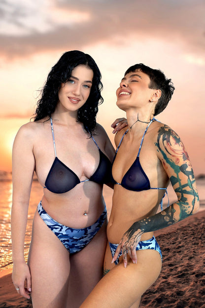 Camo Cannes Mesh See Through Top - By Brigitewear