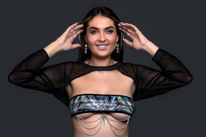 Electric Glint Alien Jeweled Micro Bandeau Top - Brigitewear International, LLC