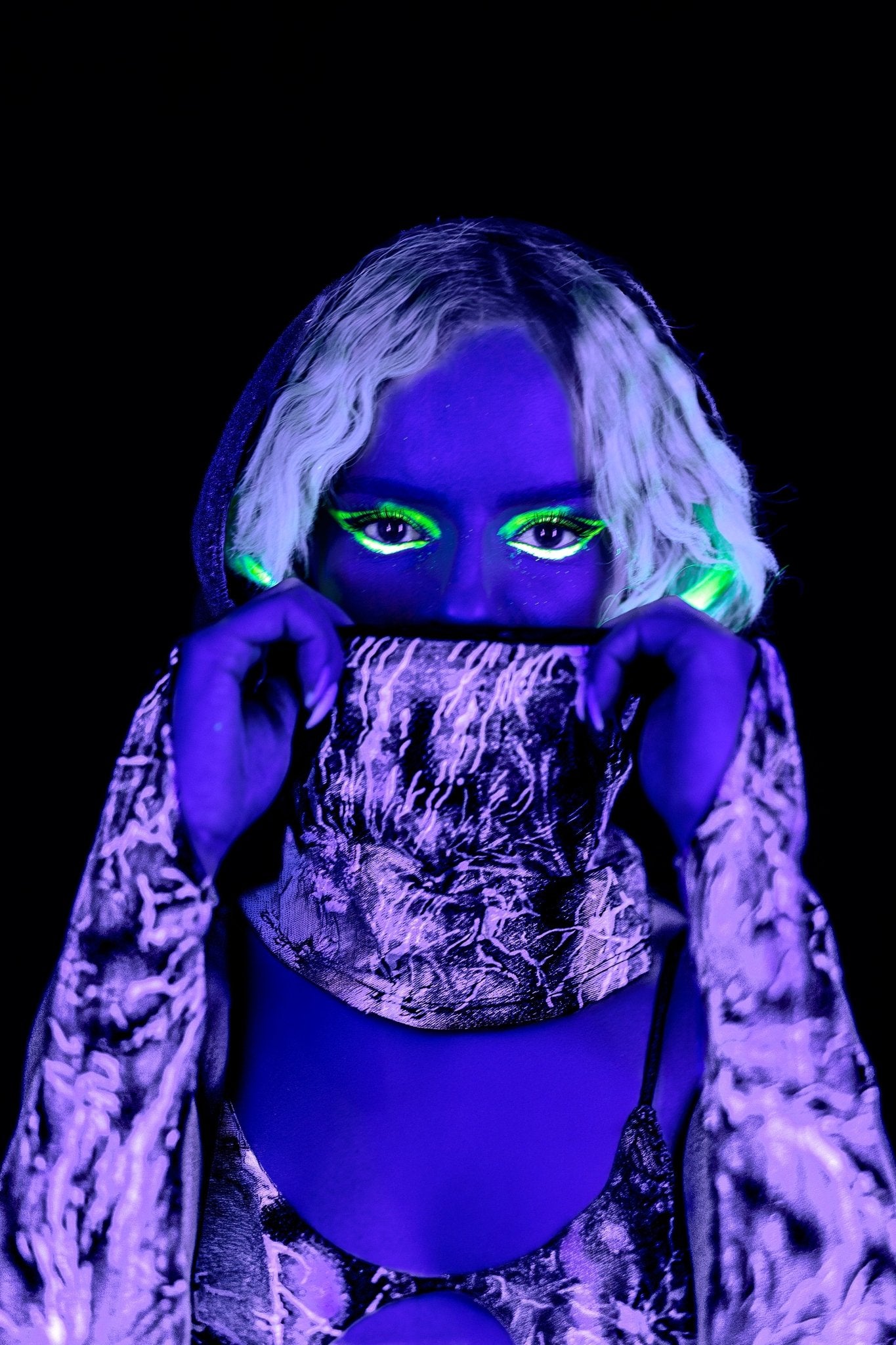 Electric Glint Hooded Mask- Rave Festival - Brigitewear International, LLC