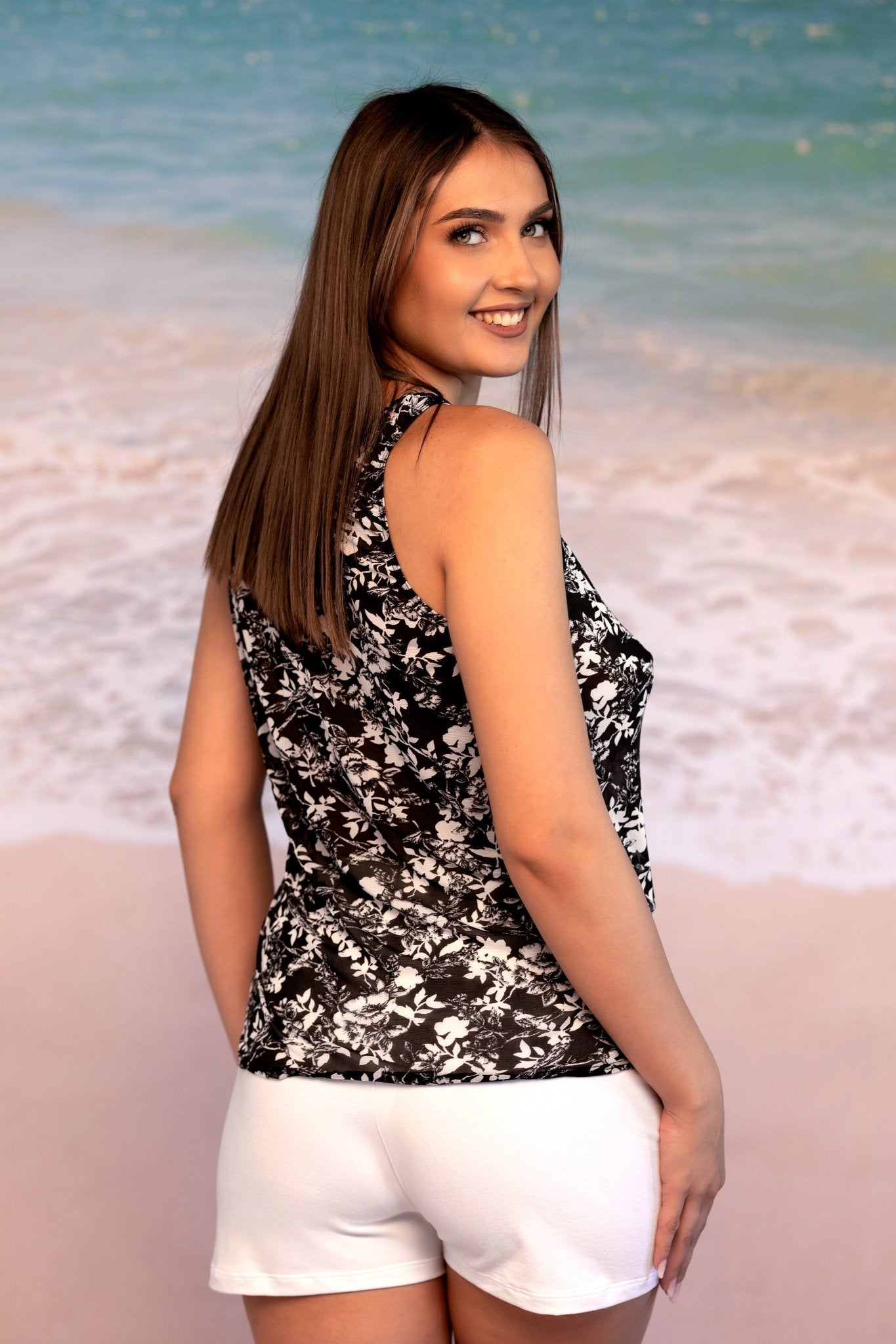 Floral Mesh Tank - Brigitewear International, LLC