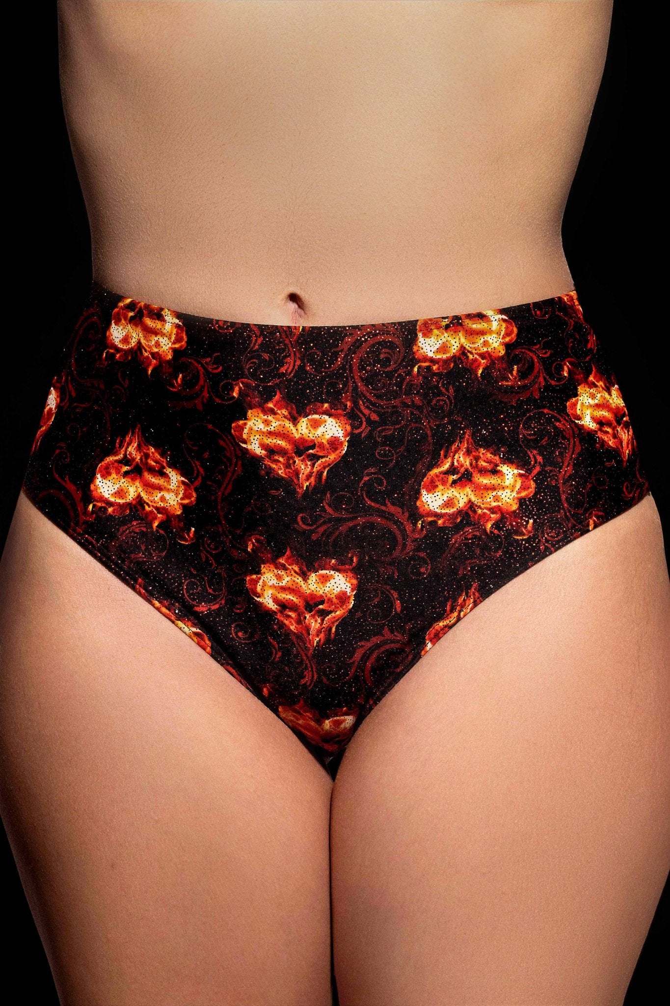 Inferno Heart High Waist Bottoms-Rave Festival - Brigitewear International, LLC