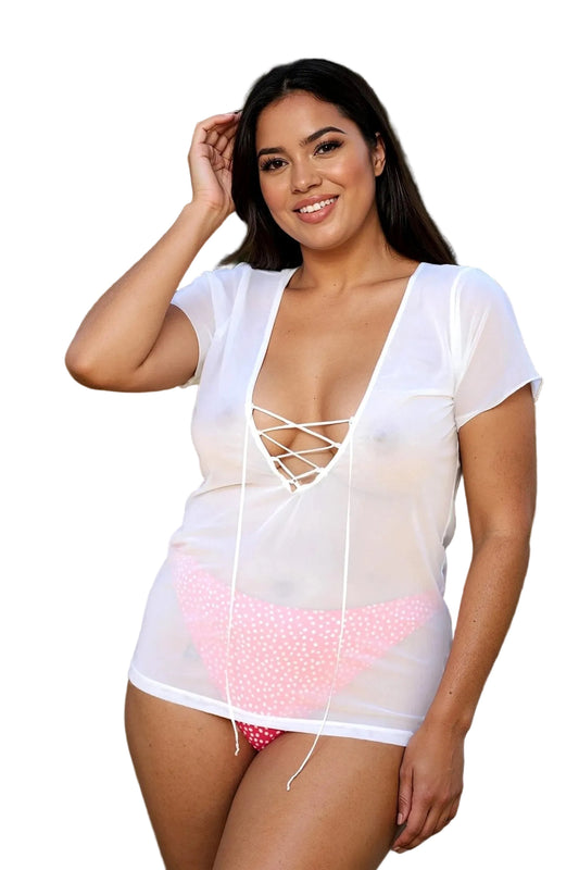 Long Lace Up T Shirt- Brigitewear - Brigitewear International, LLC