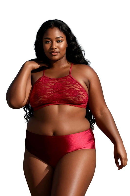 Merlot Lace Halter Top - Brigitewear International, LLC