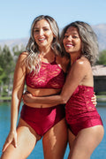 Merlot Lace Halter Top | Sexy Lace Swim Top