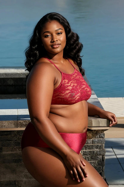 Merlot Lace Halter Top | Sexy Lace Swim Top - Brigitewear International, LLC