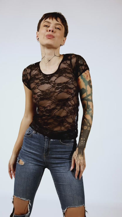 Long Sheer Lace Tee/ Brigitewear