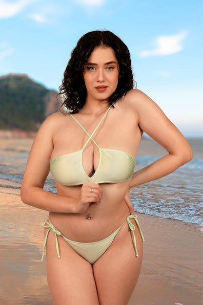 Woman wearing the Teardrop Bikini Top by Brigitewear International