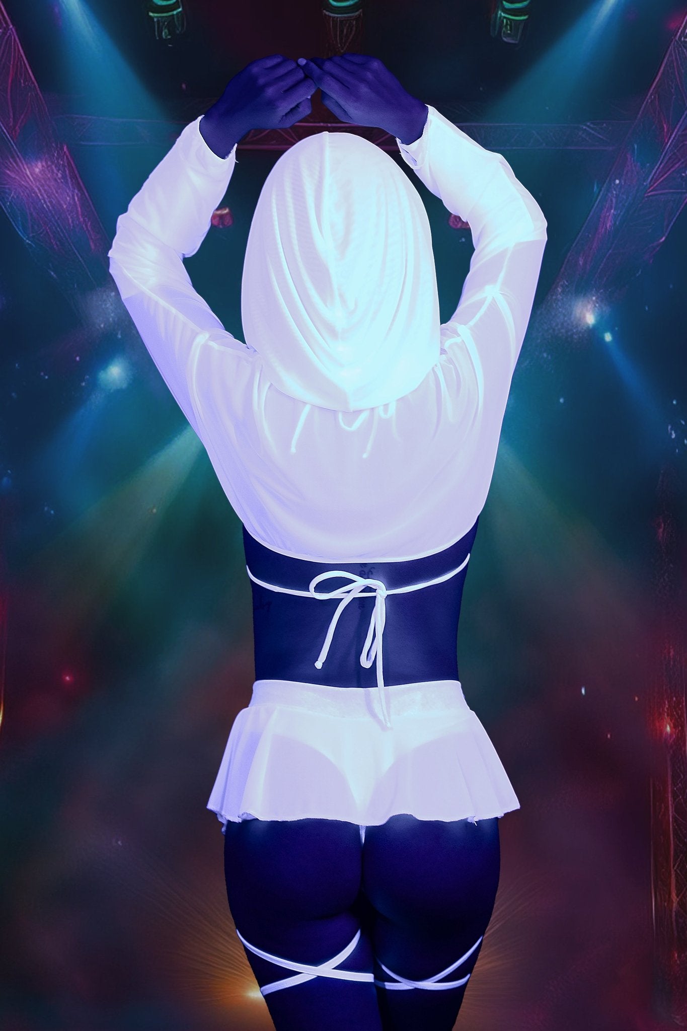 White Mesh Hooded Shrug - Rave Festival - Brigitewear International, LLC